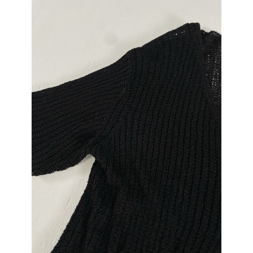 Y2K Vintage Black Crocheted Boho Style Davie Milane Cardigan Sweater Jones & Co - Picture 7 of 14